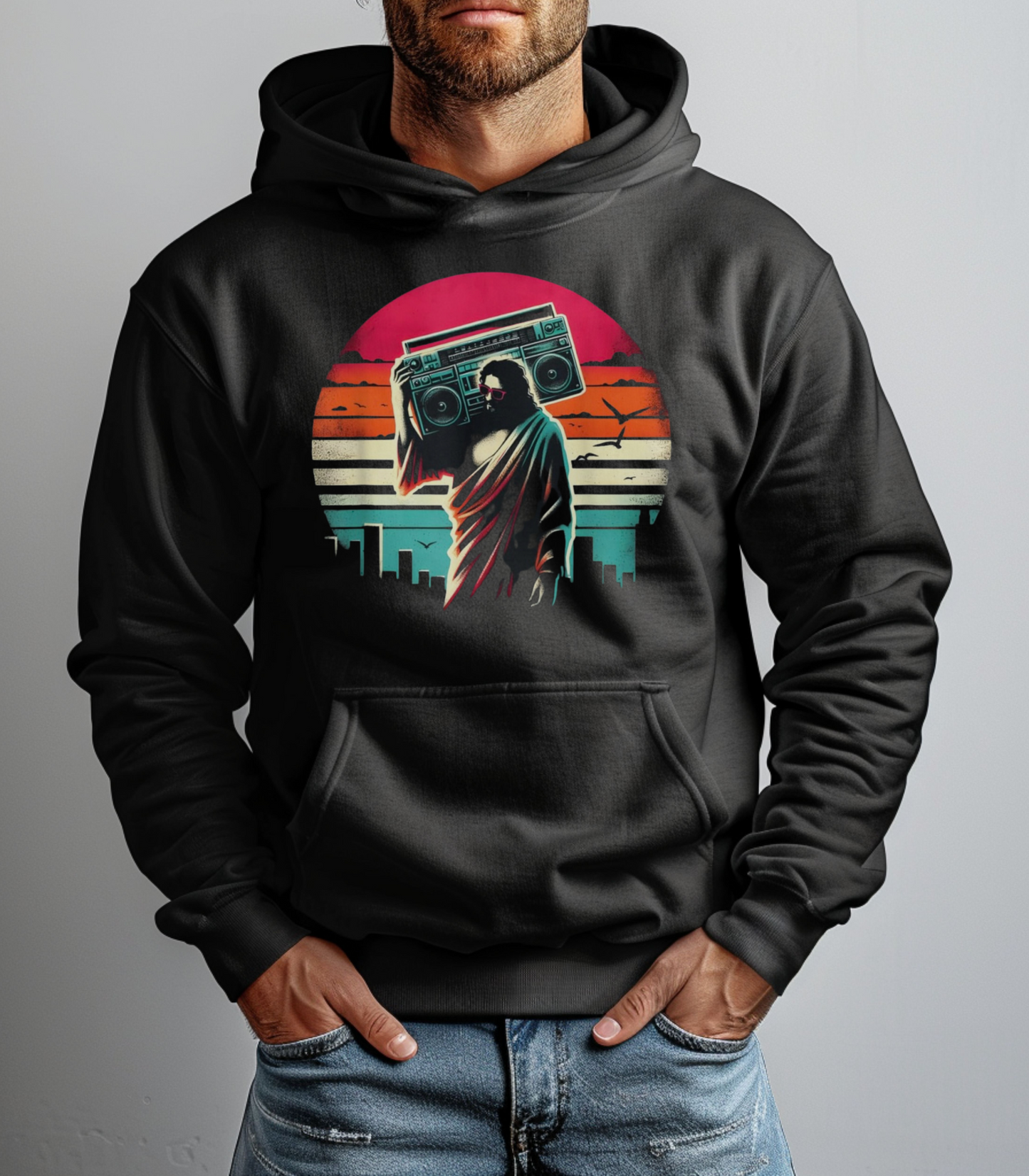 Retro Jesus Vibe Graphic Hoodie