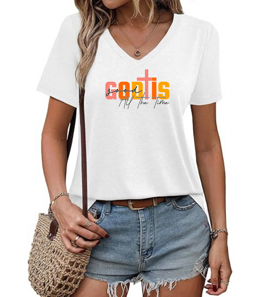 God is Good All The Time V-Neck T-Shirt