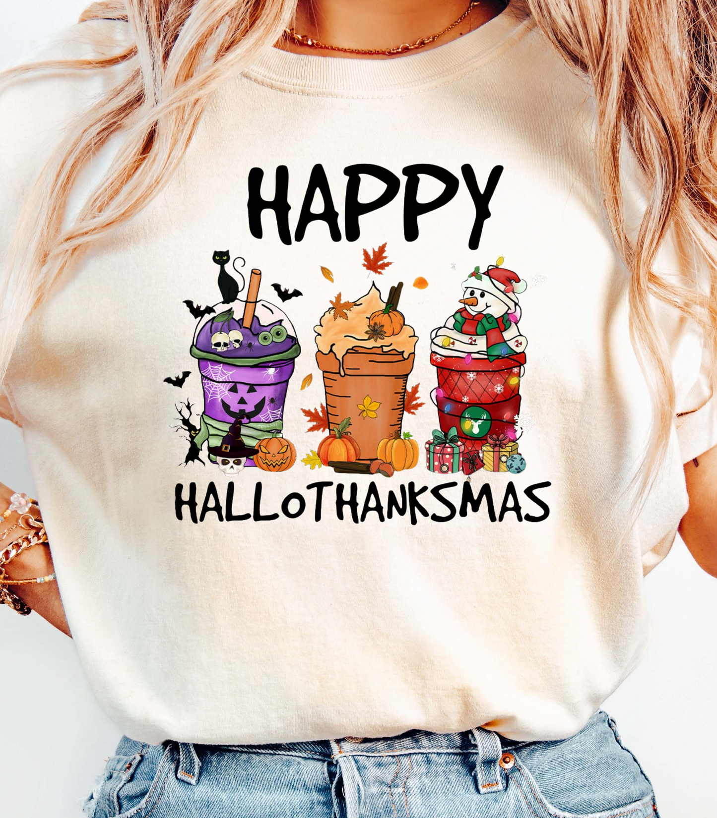 Happy Hallothanksmas Drinks Unisex Softstyle T-Shirt