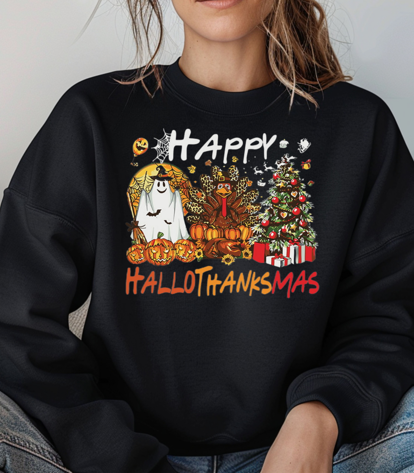 Happy Hallothanksmas Characters Sweatshirt