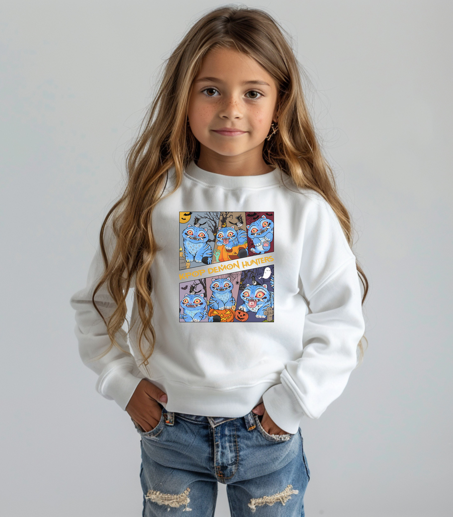 K-Pop Demon Hunters Halloween Youth Crewneck Sweatshirt