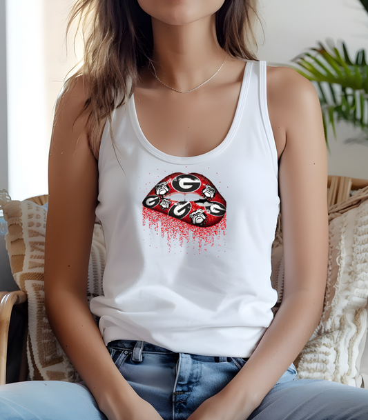 Georgia Bulldogs Glitter Kiss Racerback Tank Top