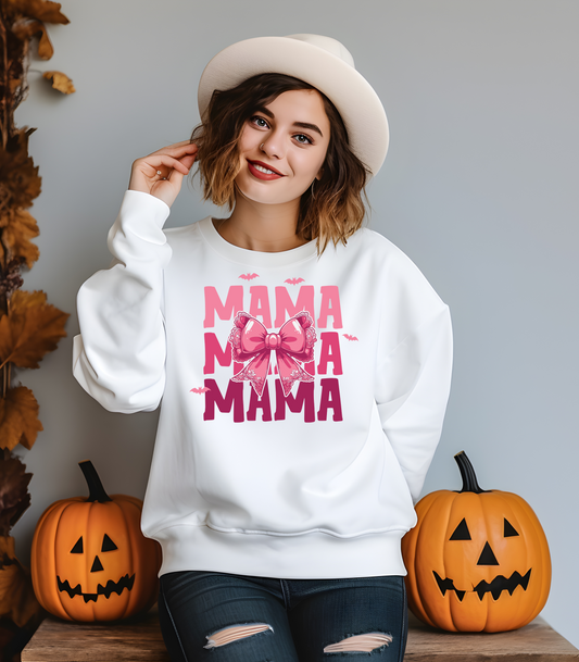 Halloween Mama With Bow Crewneck Sweatshirt