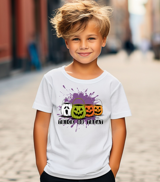 Halloween Pumpkin Trick or Treat Kids Tee