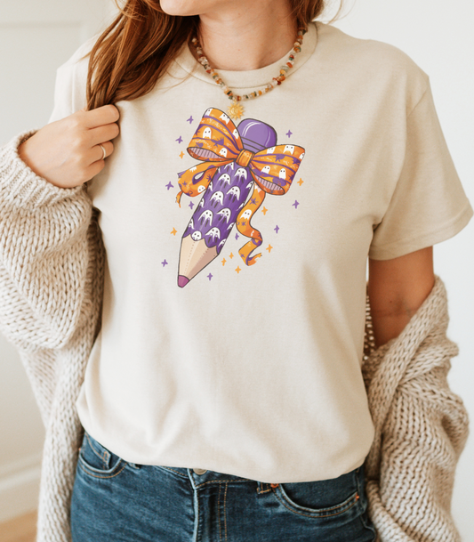 Halloween Bow Pencil T-Shirt