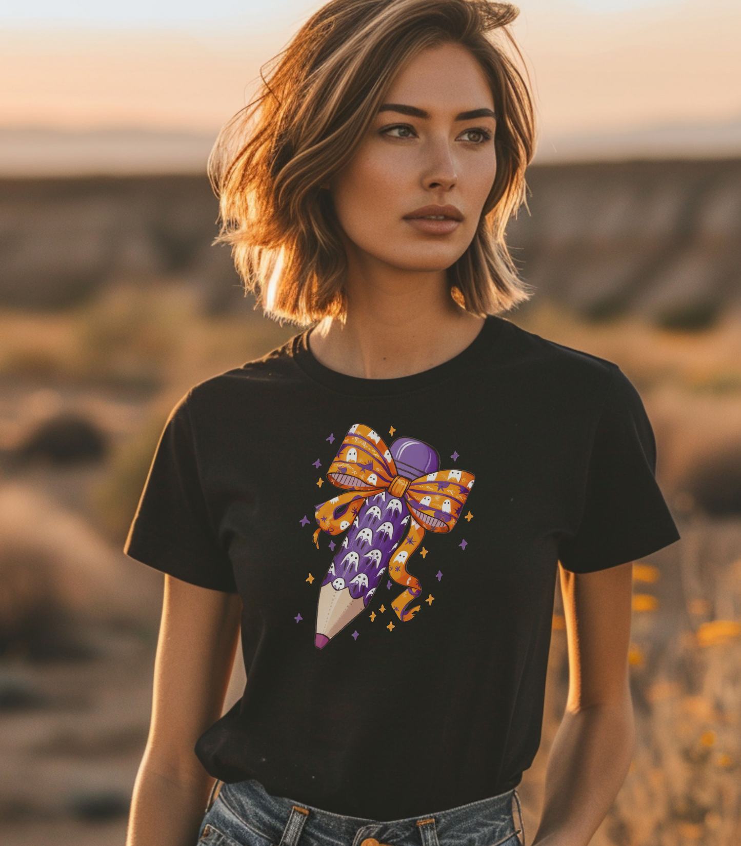 Halloween Bow Pencil T-Shirt
