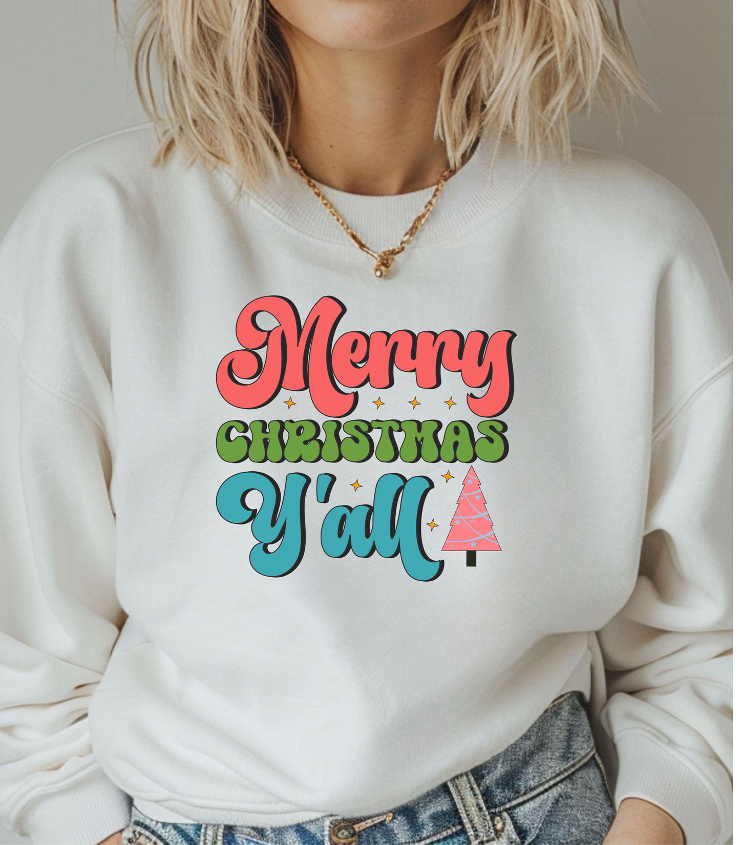 "Merry Christmas Y'all" Festive Holiday Crewneck