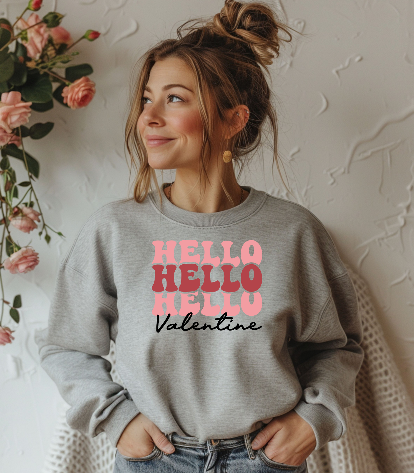 Valentine 'Hello Hello Hello' Crewneck Sweatshirt