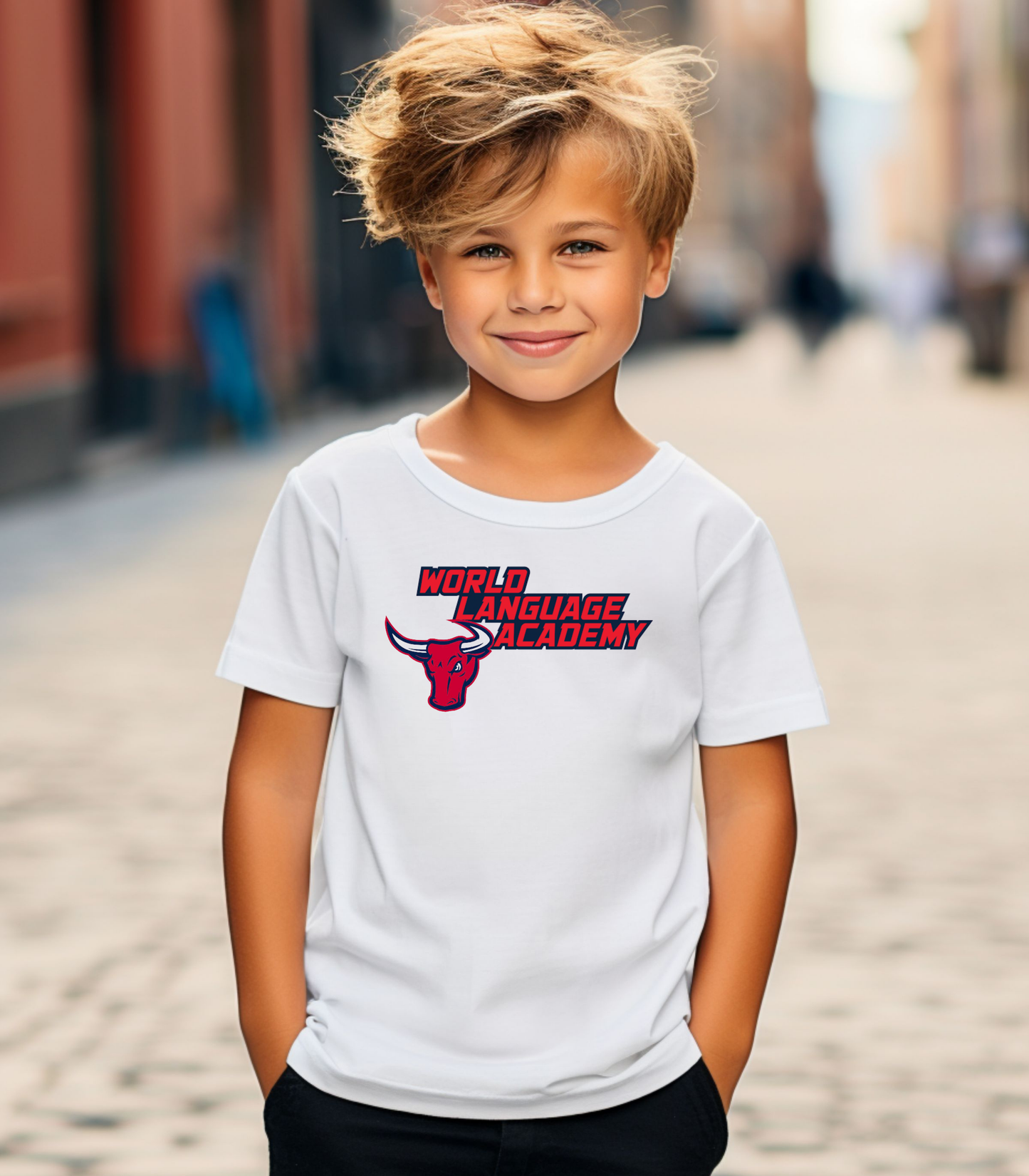 Kids T-Shirt — World Language Academy Red Bull Logo