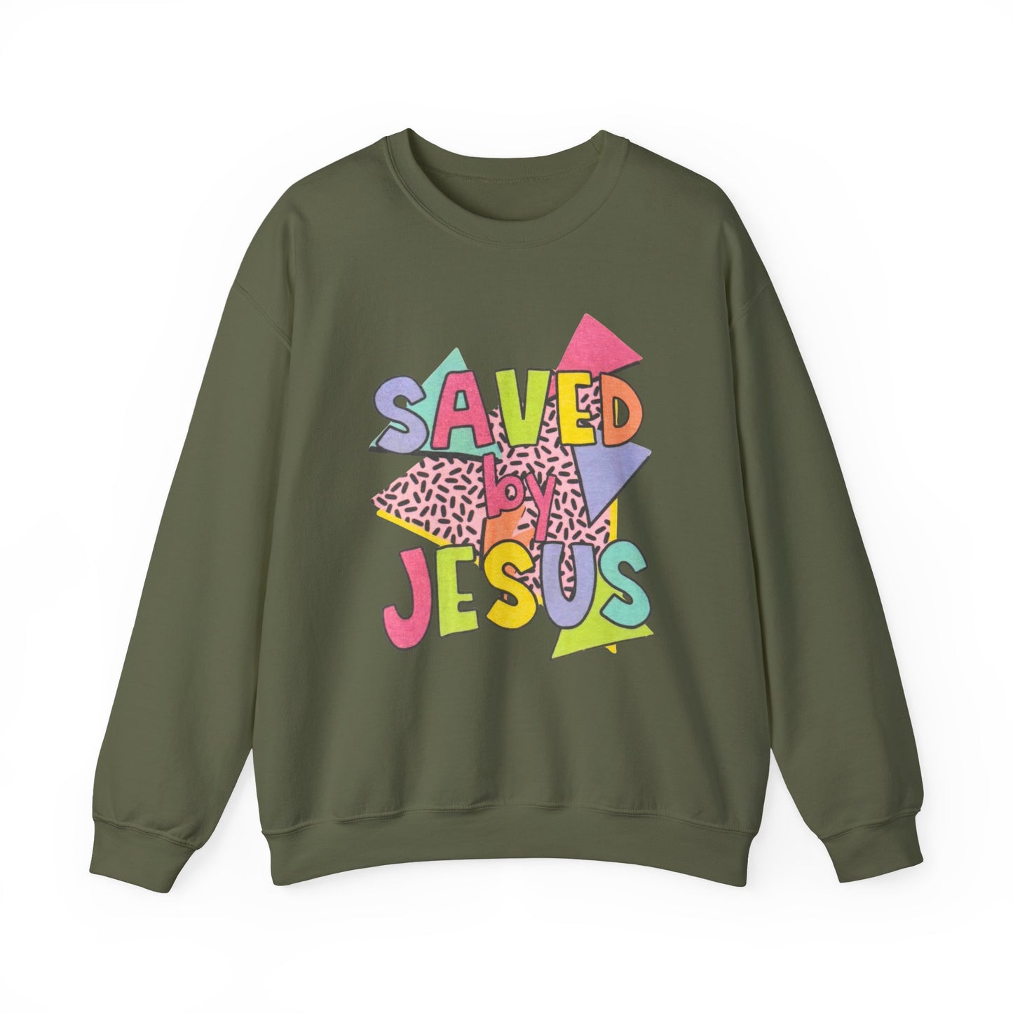 Retro Saved by Jesus Crewneck Sweatshirt