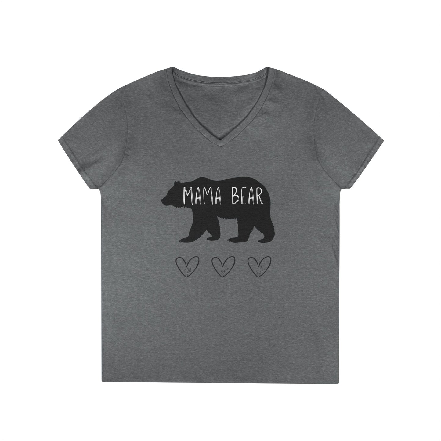 Personalized Mama Bear V-Neck T-Shirt