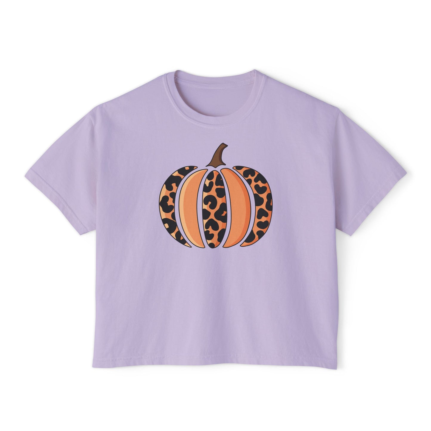 Leopard Print Pumpkin Women's Boxy Tee