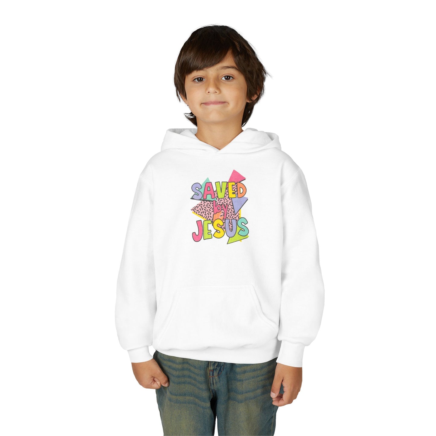Retro Saved by Jesus Youth Hooded Sweatshirt