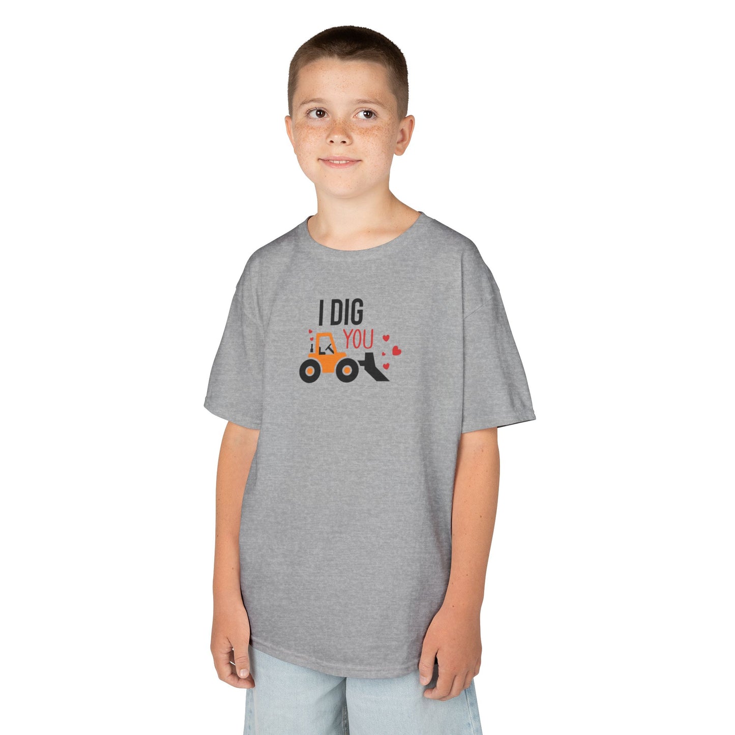 Kids T‑Shirt – "I Dig You" Construction Truck Valentine Tee