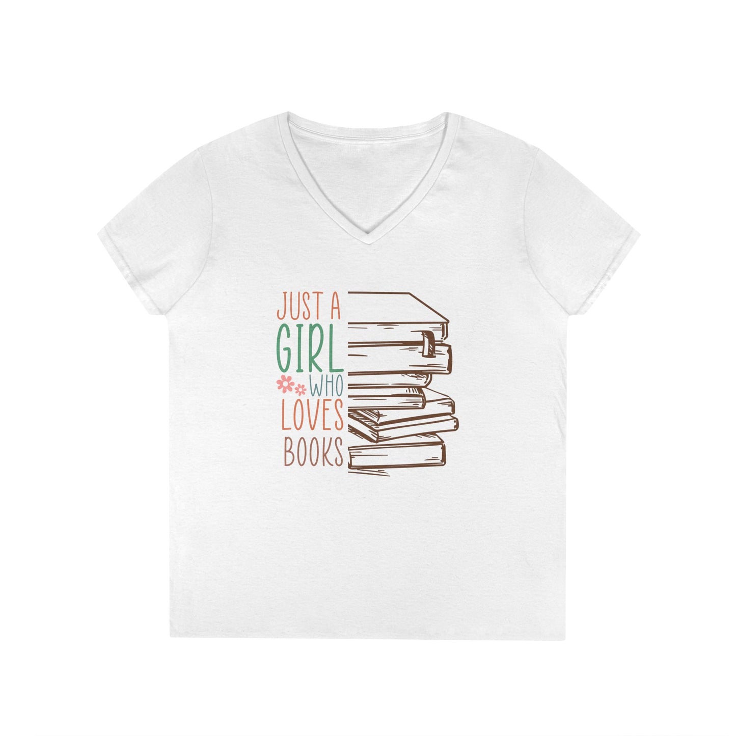 Just A Girl Who Loves Books V-Neck T-Shirt