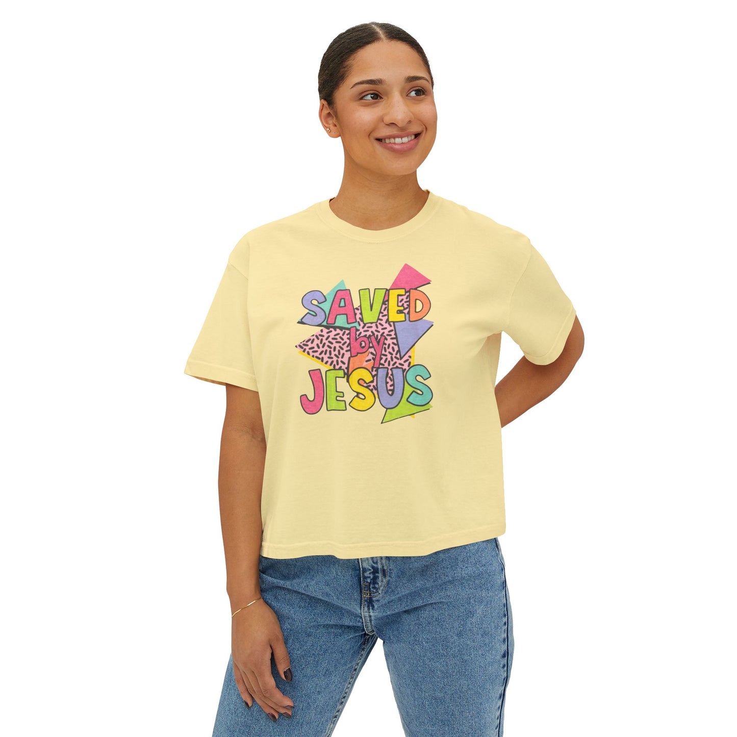 Retro Saved by Jesus Women's Boxy Tee