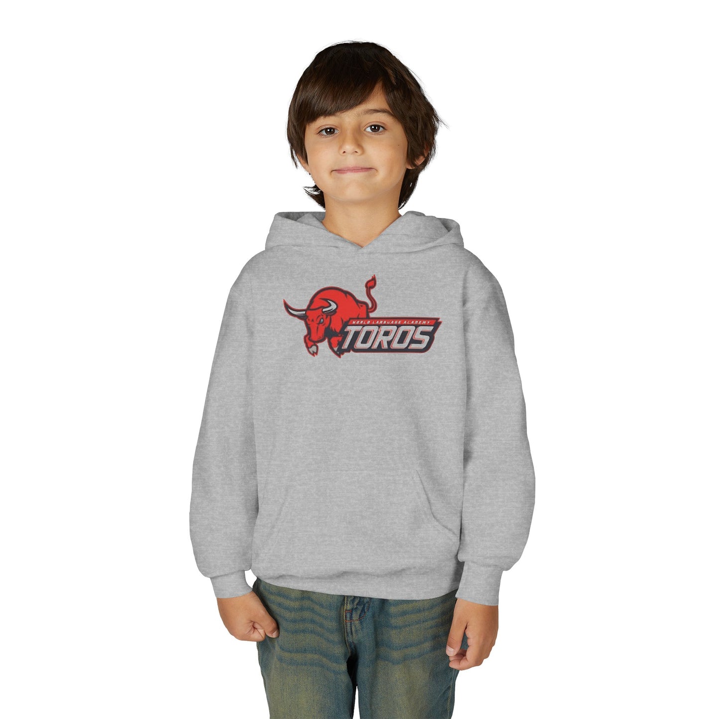 Youth Hoodie – Red Charging Toros Mascot Logo