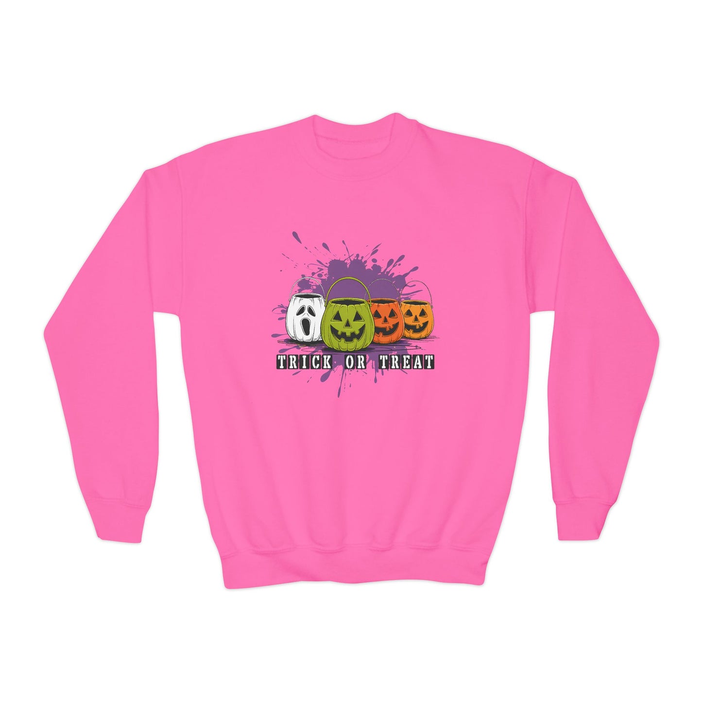 Halloween Pumpkin Trick or Treat  Youth Crewneck Sweatshirt