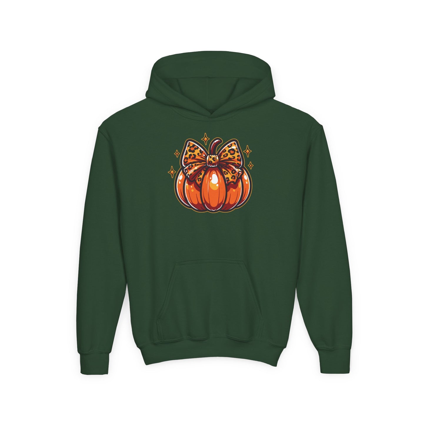 Leopard Pumpkin Bow Youth Hoodie