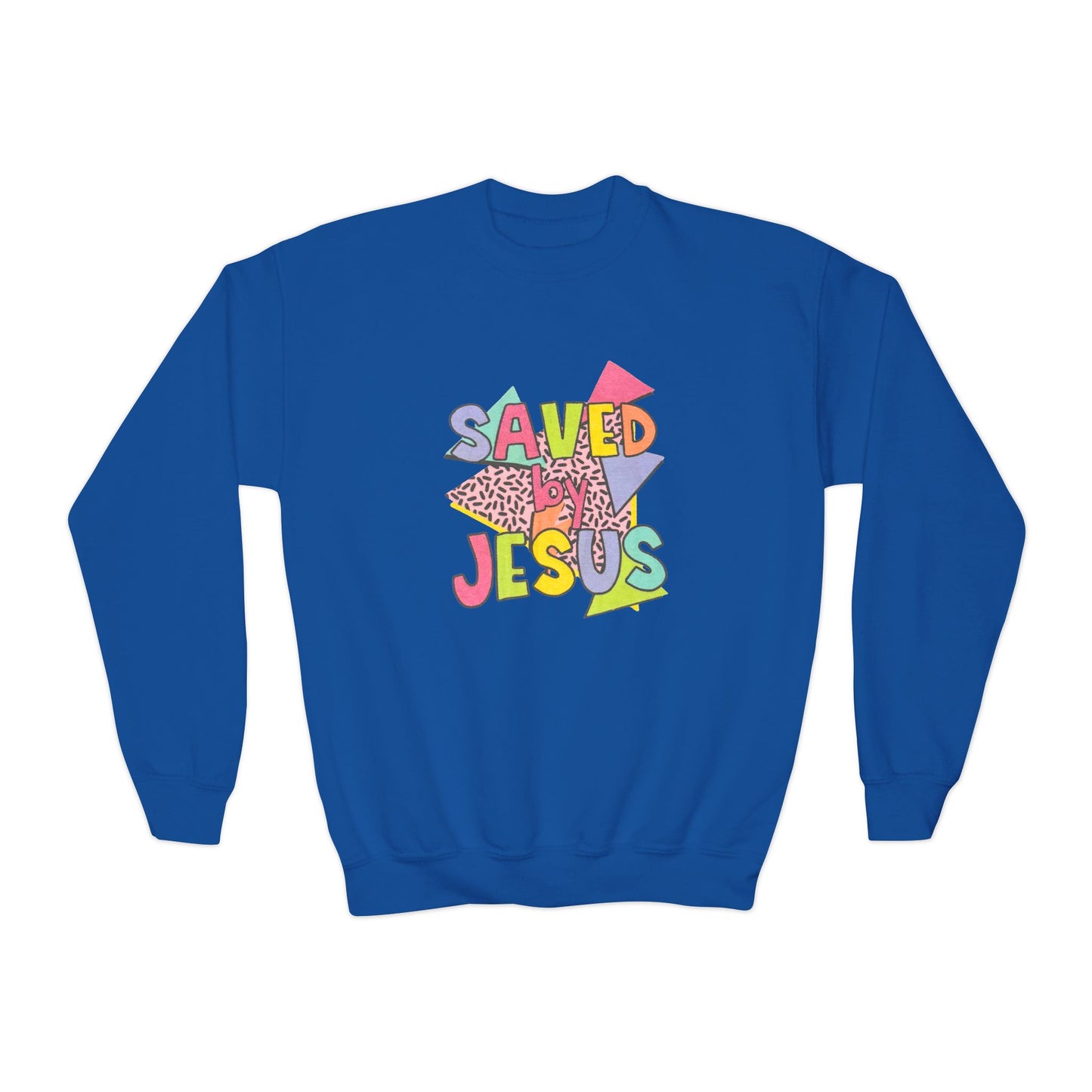 Retro Saved by Jesus Youth Crewneck Sweatshirt