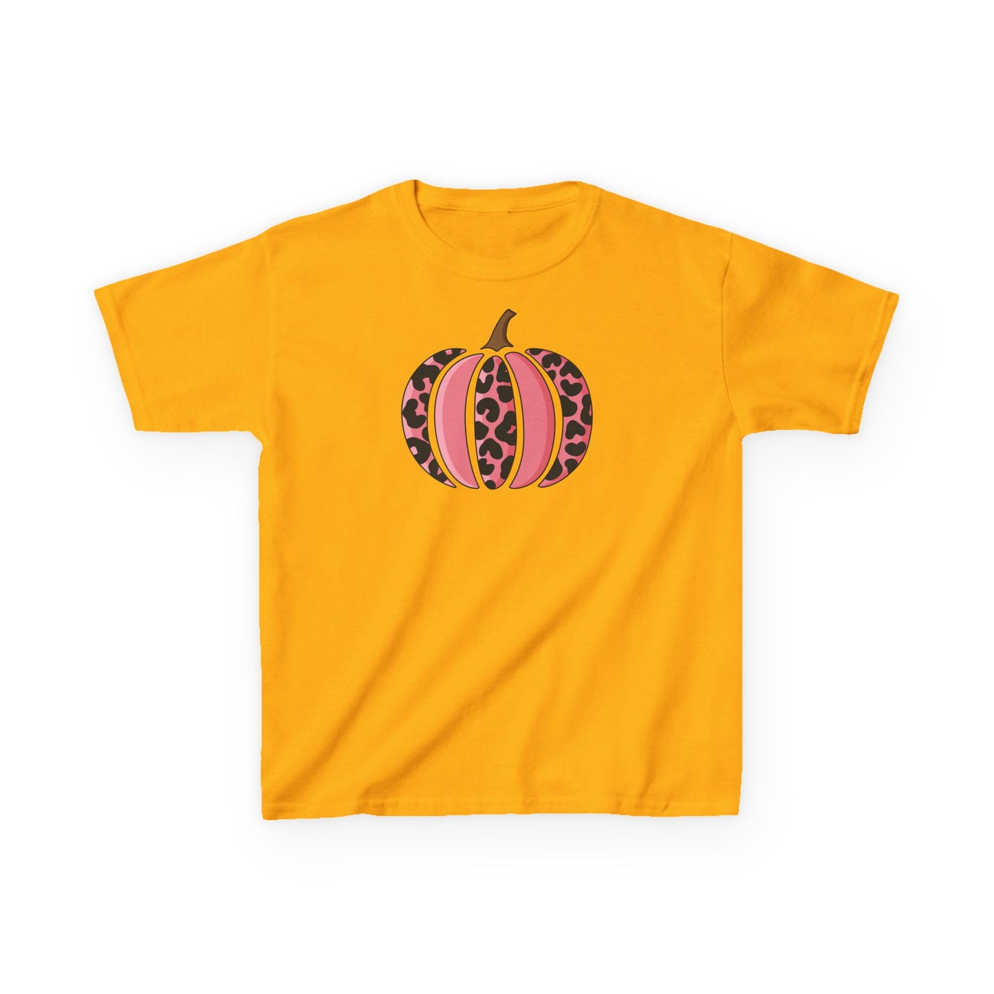 Pink Leopard Pumpkin Kids Tee