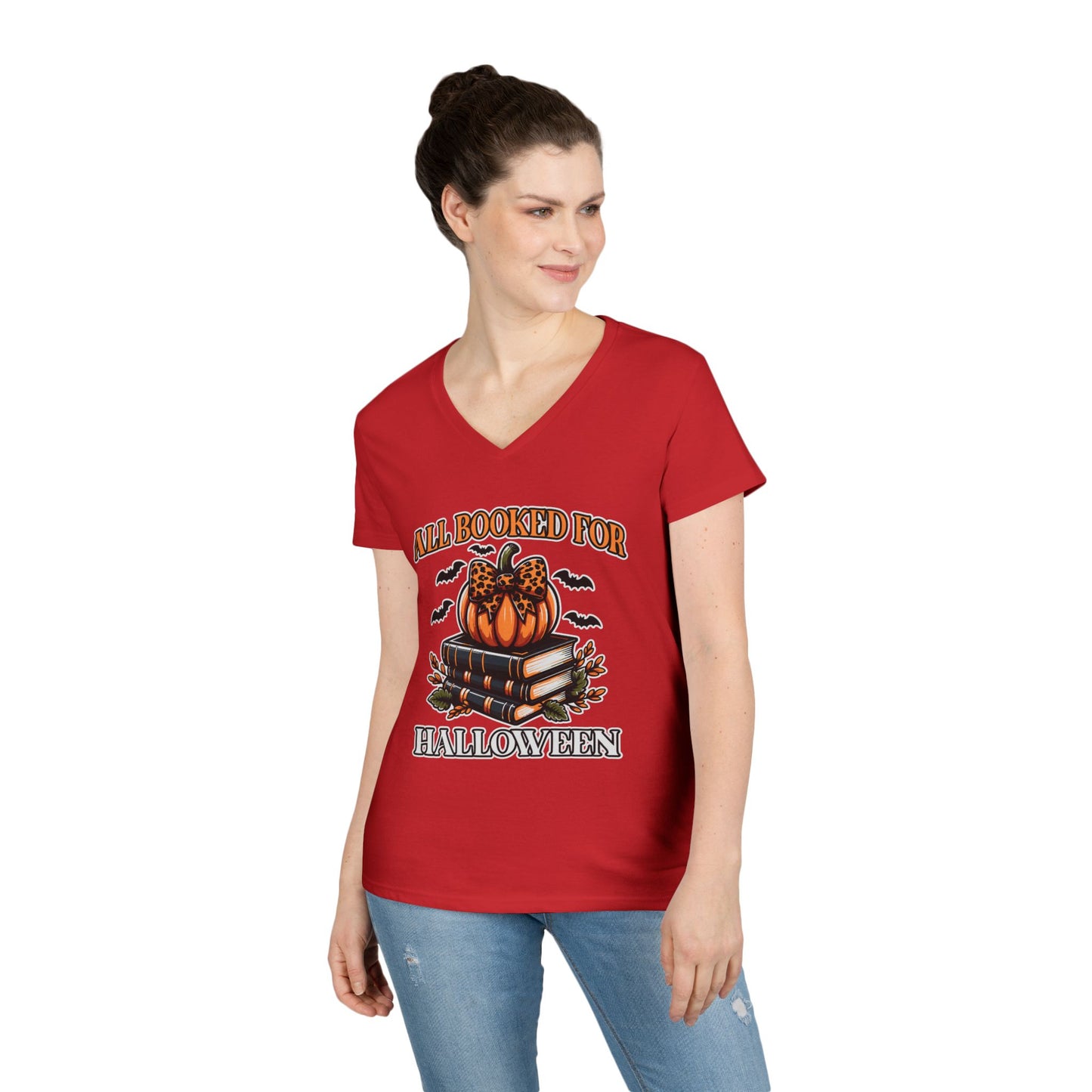 All Booked For Halloween V-Neck T-Shirt
