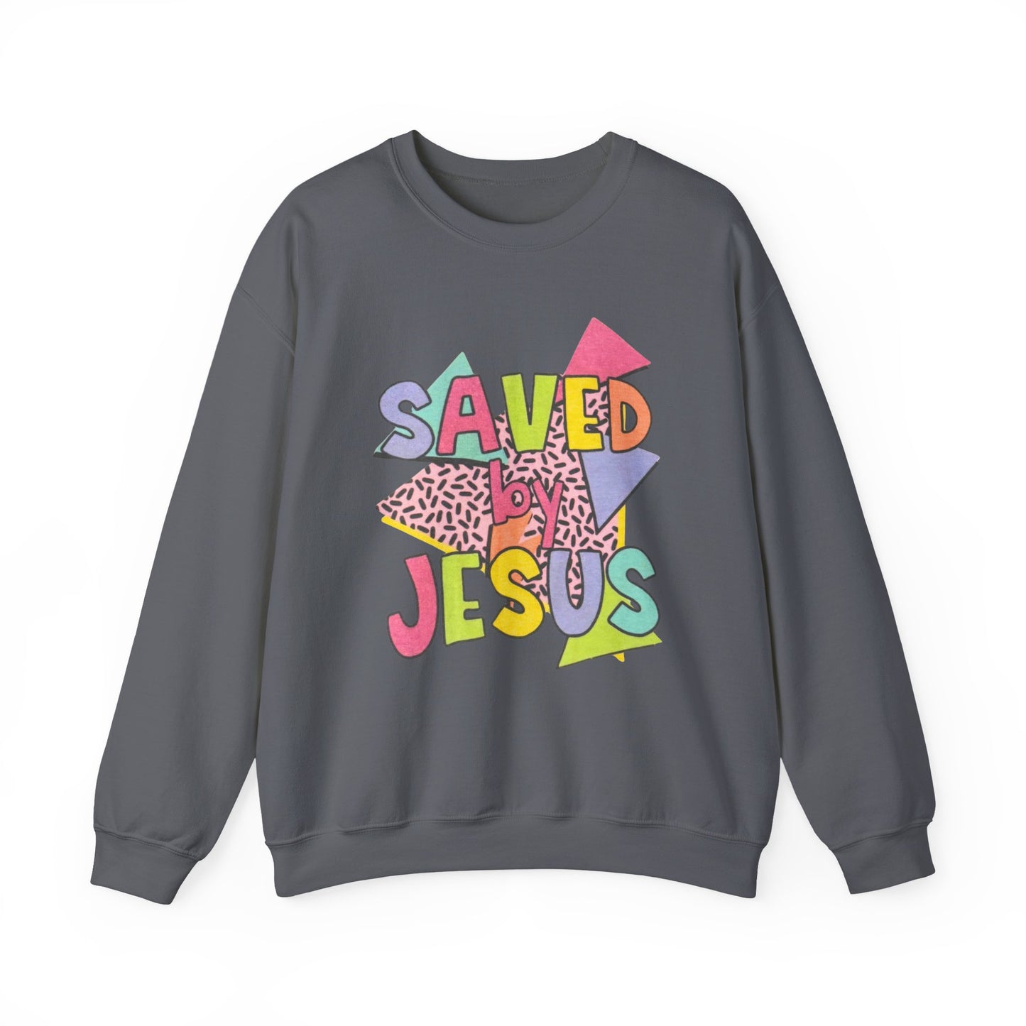 Retro Saved by Jesus Crewneck Sweatshirt