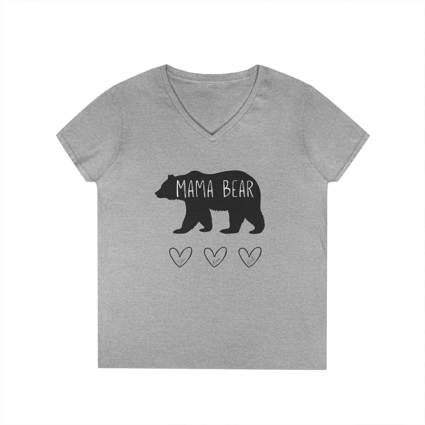 Personalized Mama Bear V-Neck T-Shirt