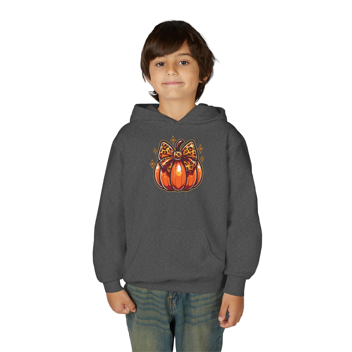 Leopard Pumpkin Bow Youth Hoodie