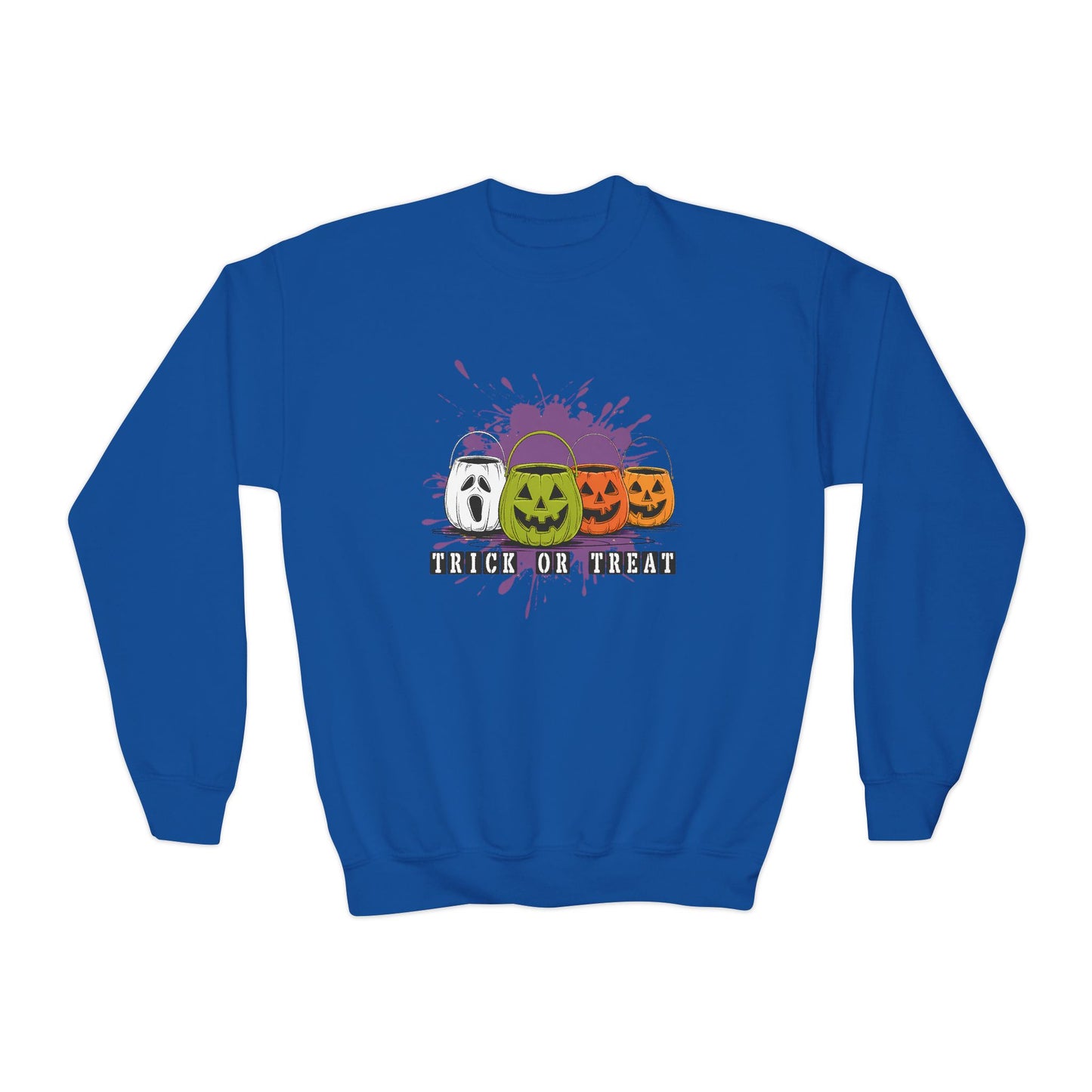 Halloween Pumpkin Trick or Treat  Youth Crewneck Sweatshirt