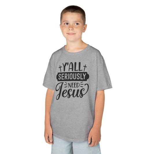 Kids Jesus Message Tee, Christian T-Shirt, Faith-Based Apparel, Youth Clothing, Gift for Church Events, Playful Style