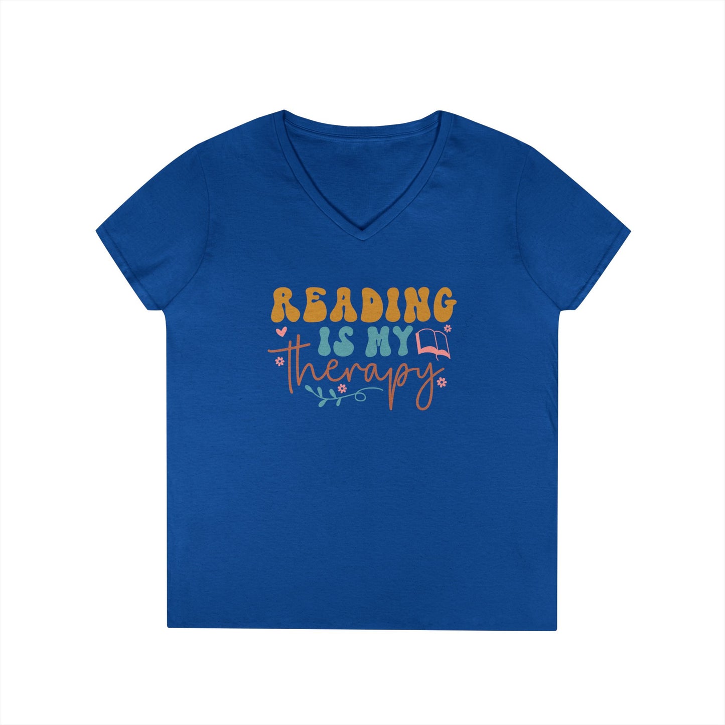 Reading Is My Therapy V-Neck T-Shirt