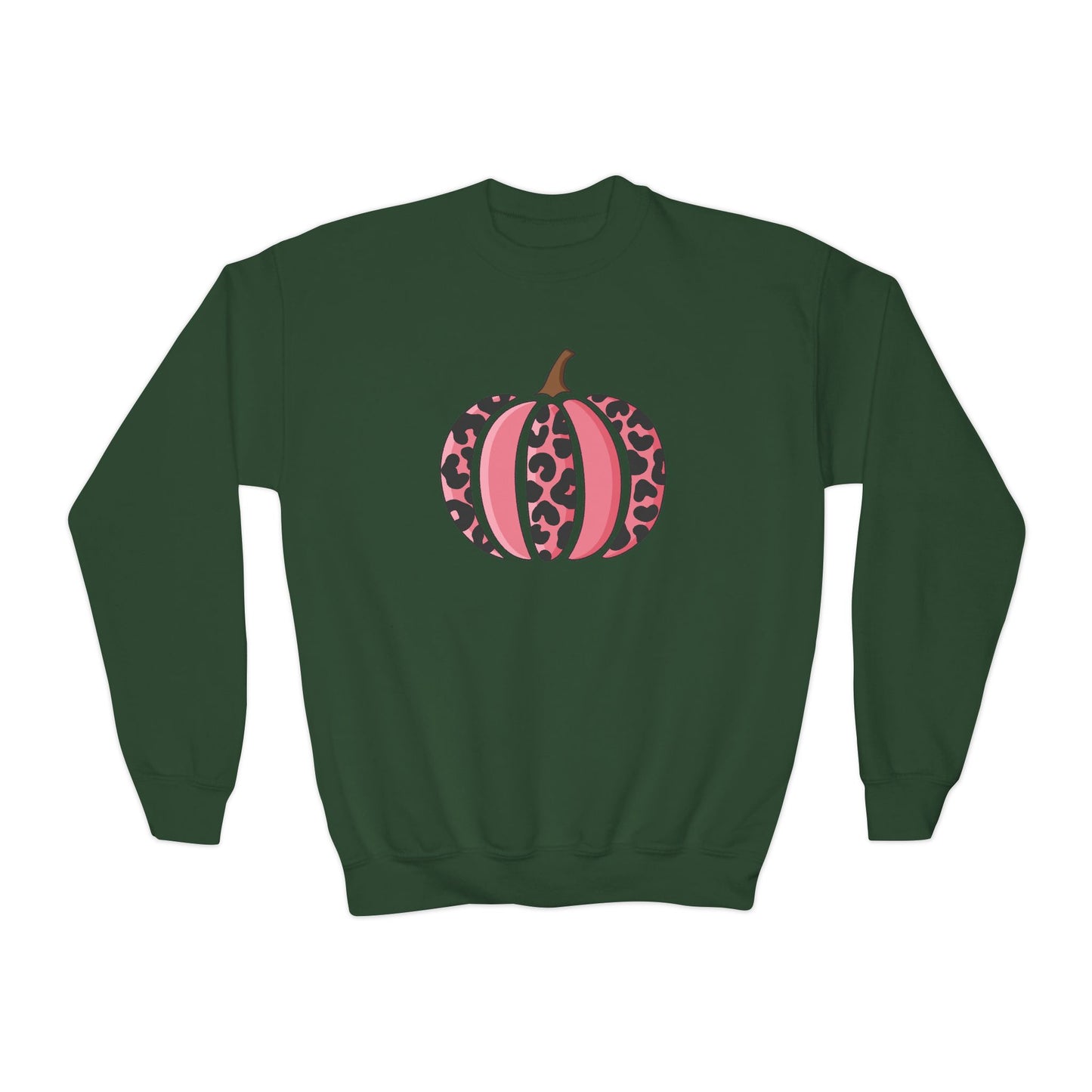 Pink Leopard Pumpkin Youth Crewneck Sweatshirt