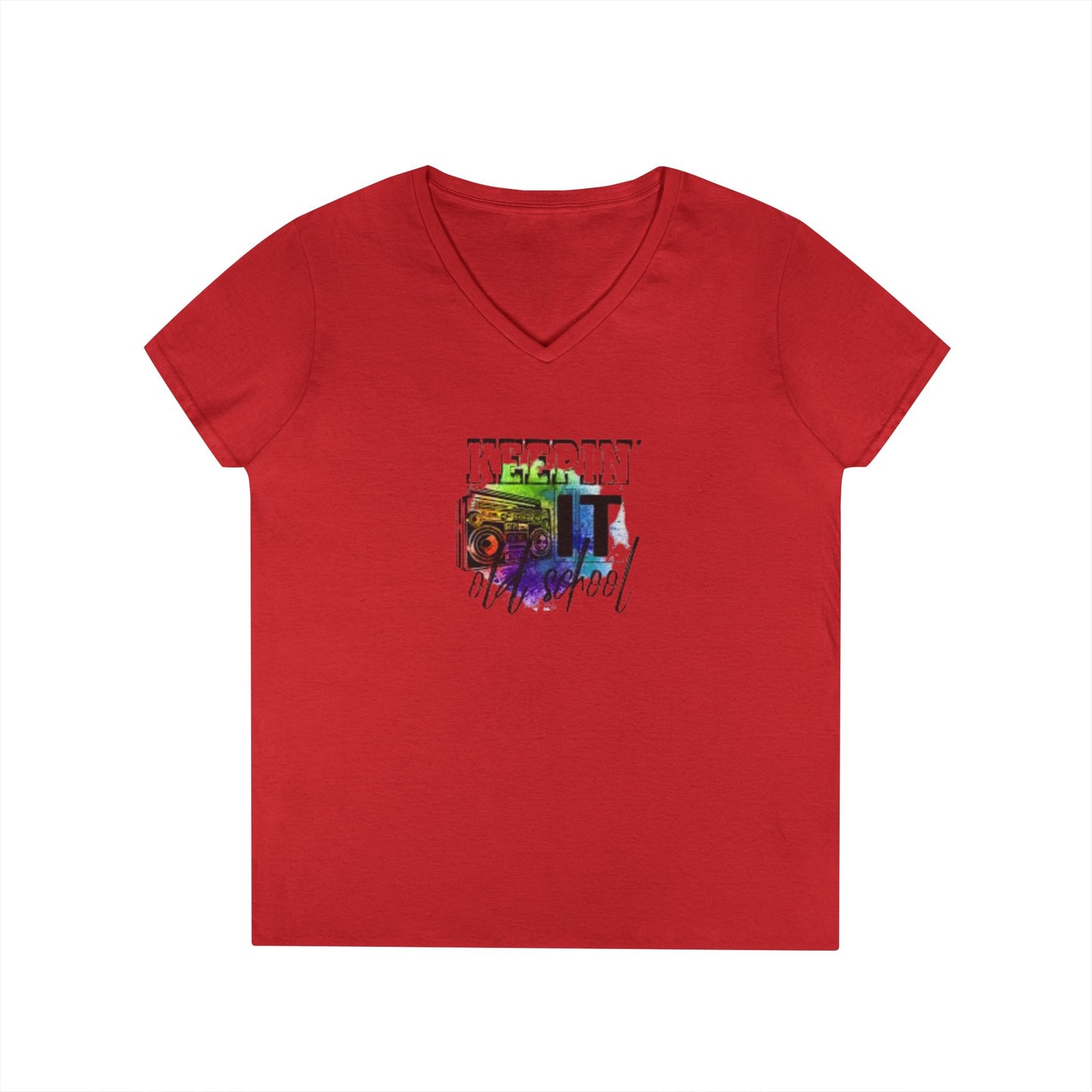 Colorful Boombox V-Neck T-Shirt
