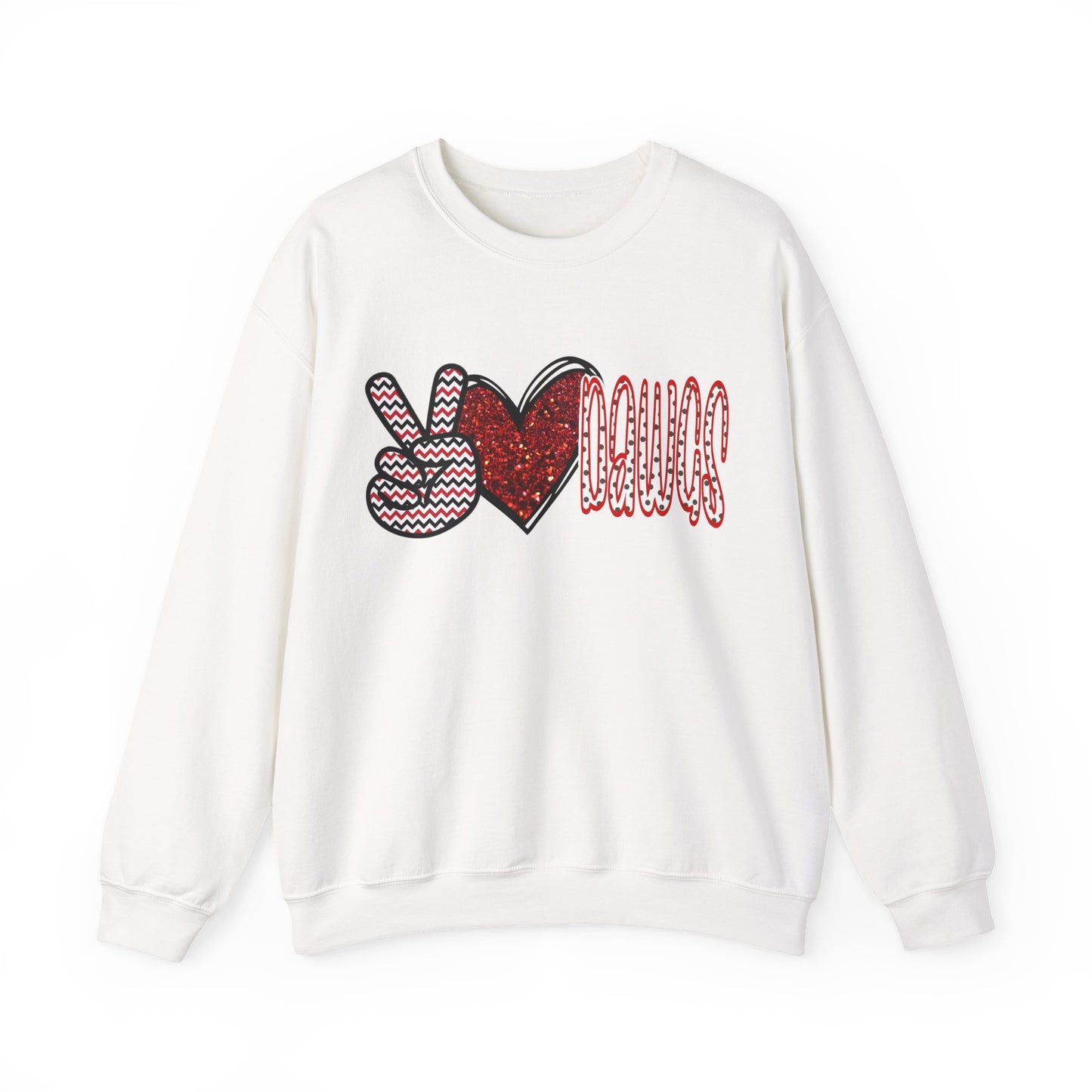 Peace, Love, Dawgs Crewneck Sweatshirt