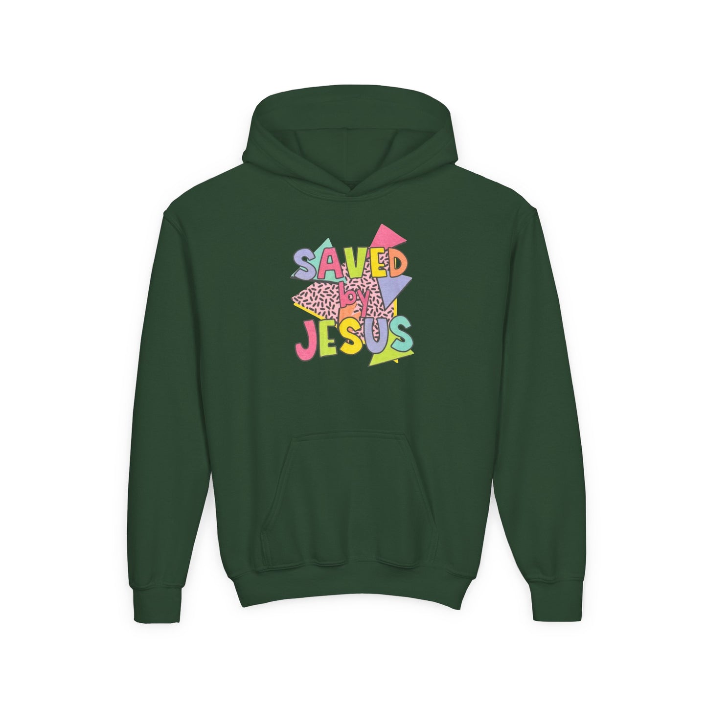 Retro Saved by Jesus Youth Hooded Sweatshirt