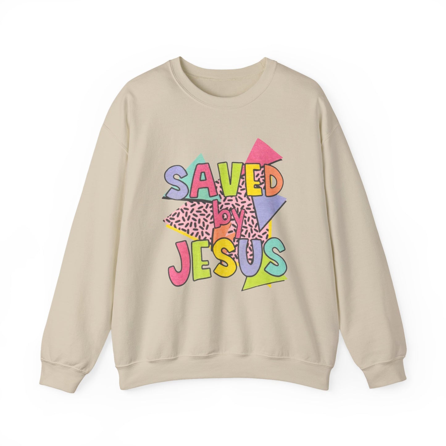 Retro Saved by Jesus Crewneck Sweatshirt