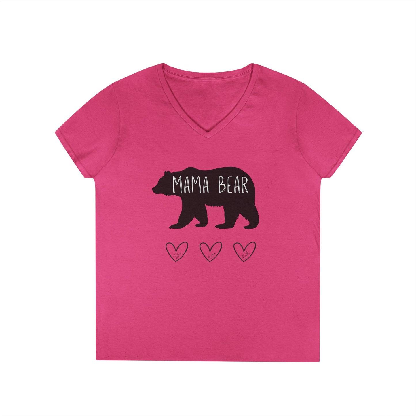 Personalized Mama Bear V-Neck T-Shirt