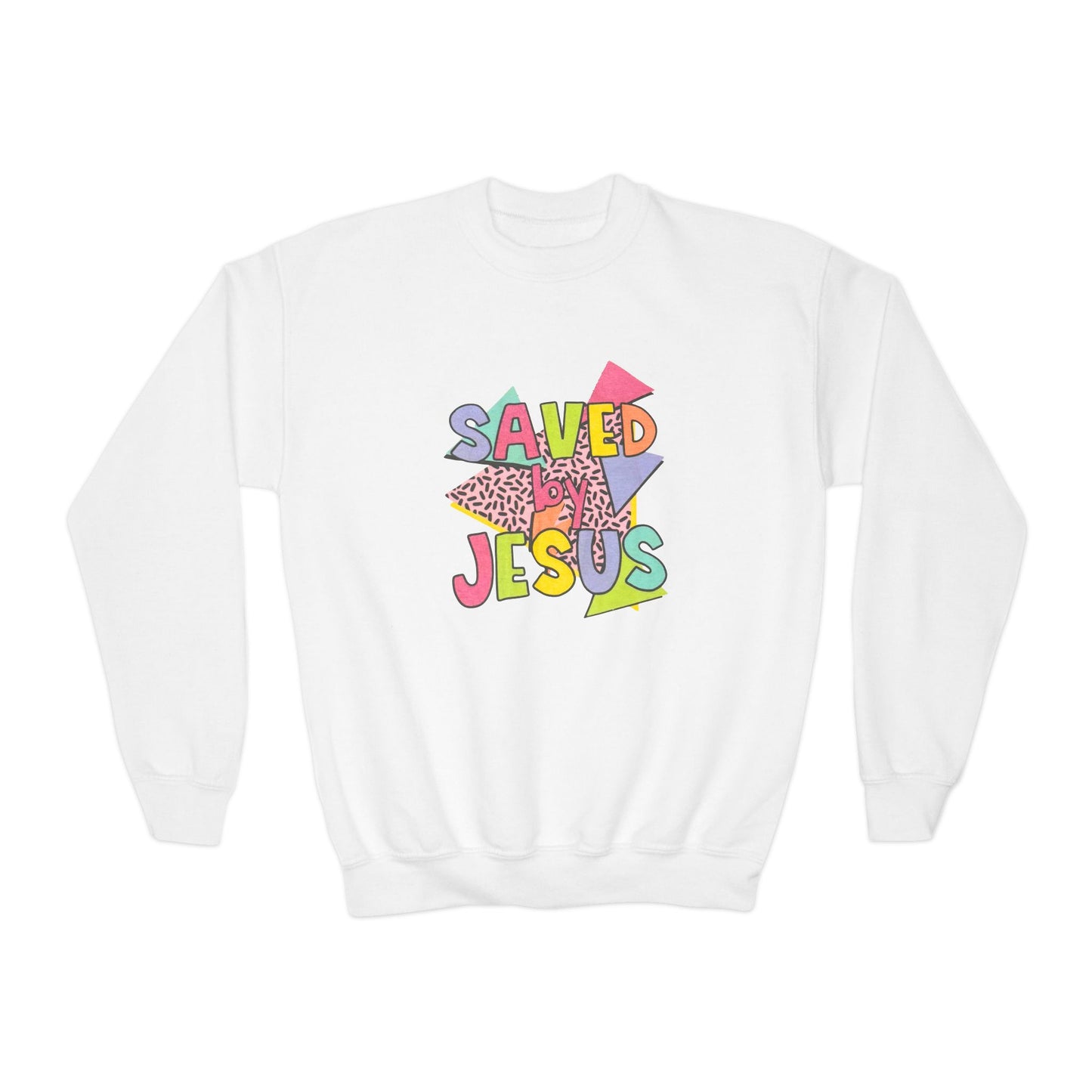 Retro Saved by Jesus Youth Crewneck Sweatshirt