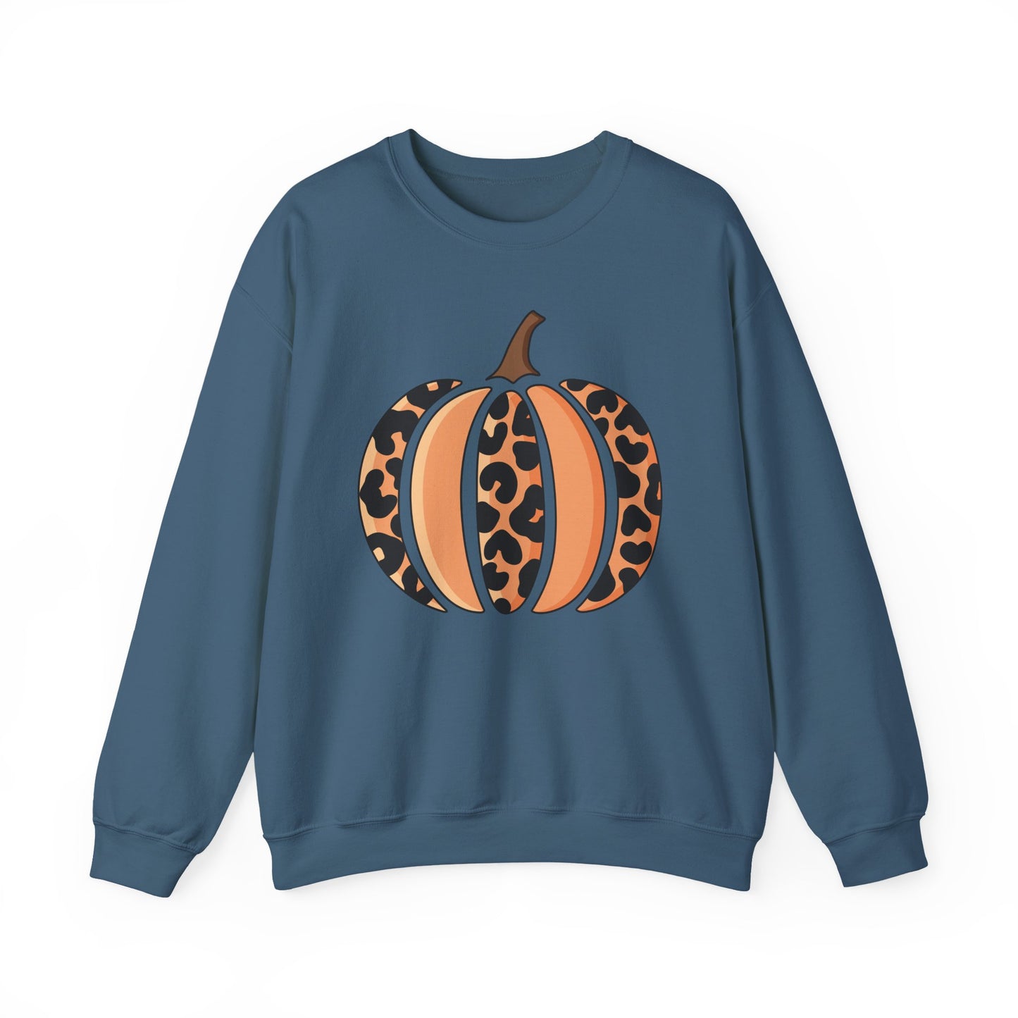 Leopard Print Pumpkin Crewneck Sweatshirt