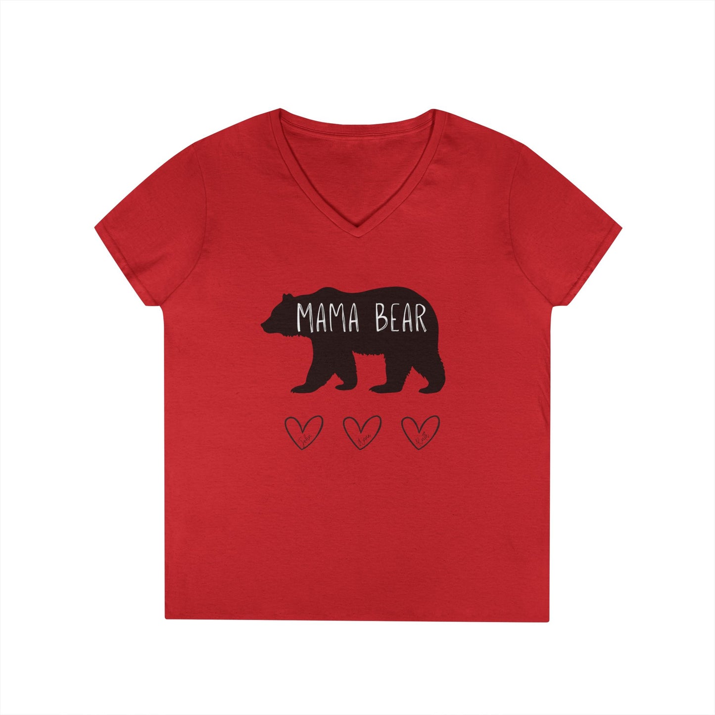 Personalized Mama Bear V-Neck T-Shirt