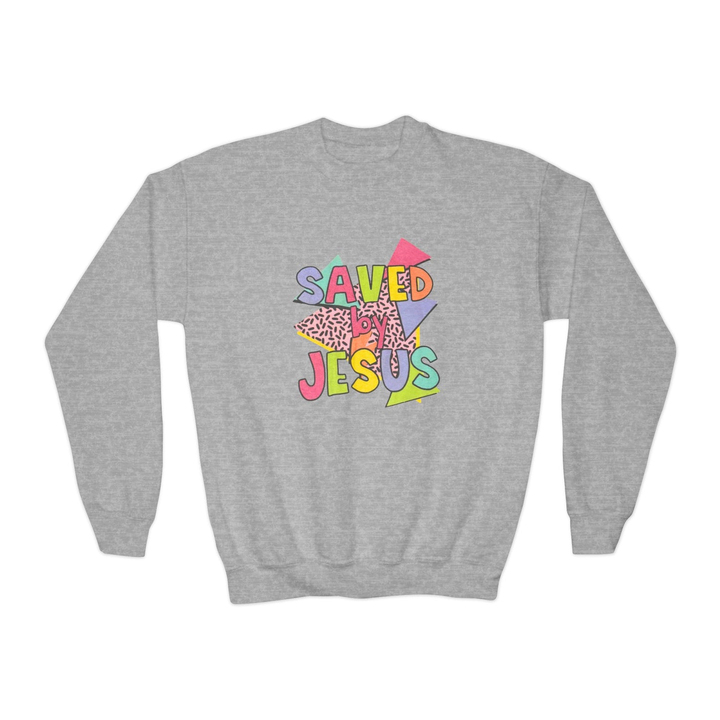 Retro Saved by Jesus Youth Crewneck Sweatshirt
