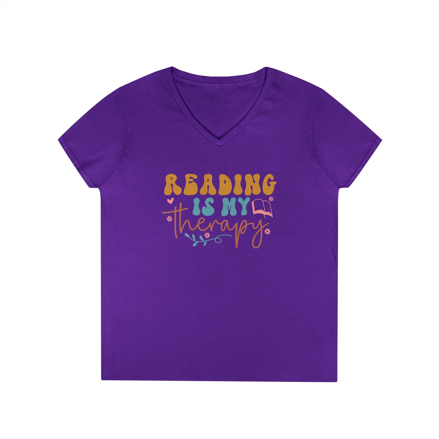 Reading Is My Therapy V-Neck T-Shirt