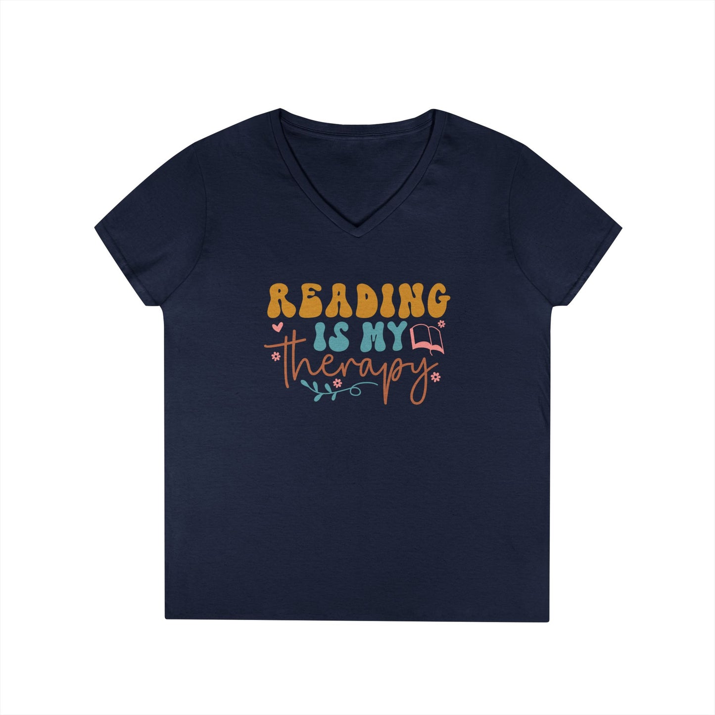 Reading Is My Therapy V-Neck T-Shirt