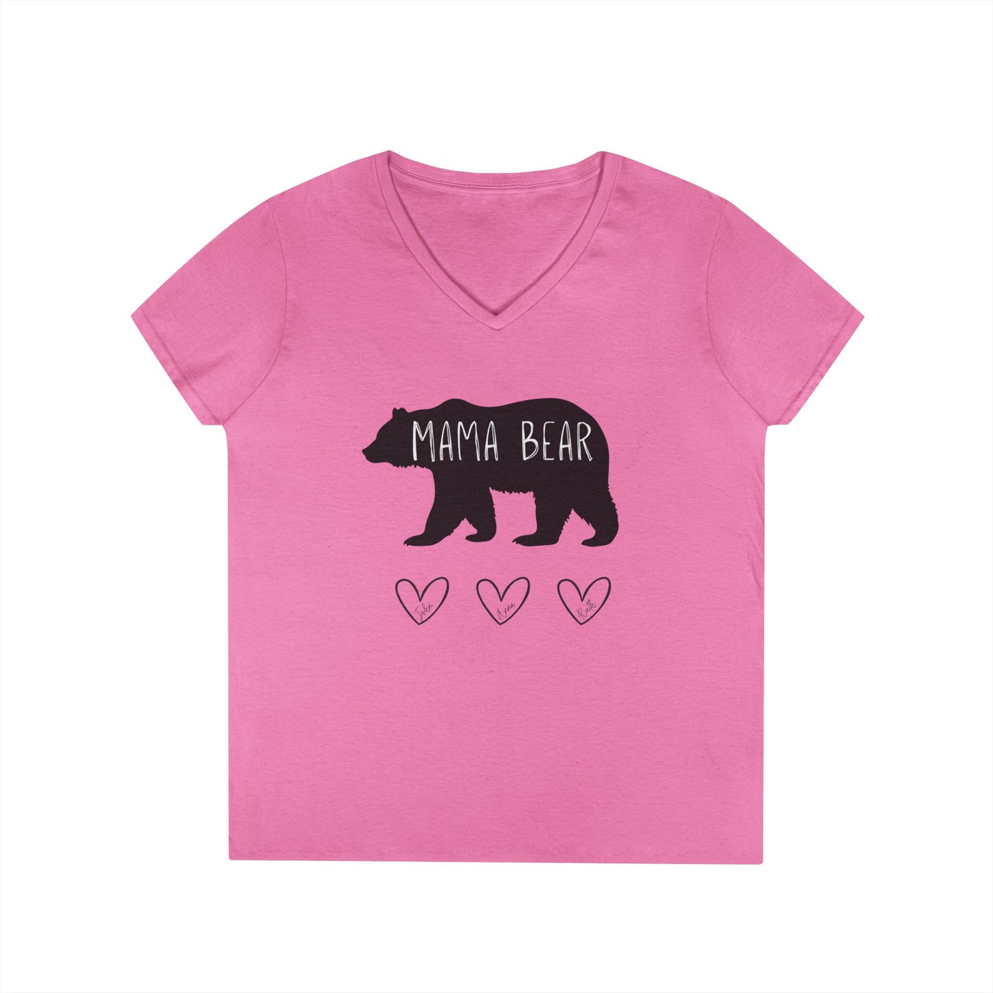 Personalized Mama Bear V-Neck T-Shirt