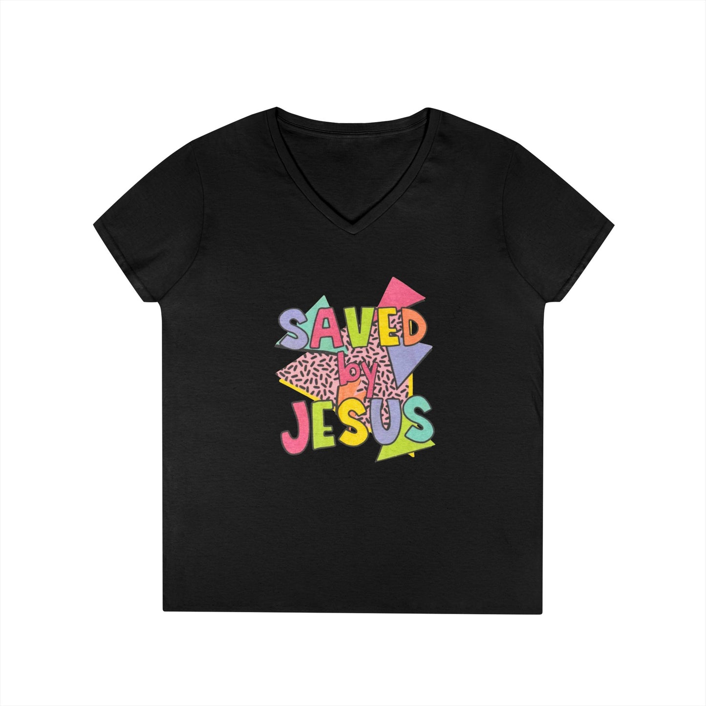 Retro Saved by Jesus V-Neck T-Shirt