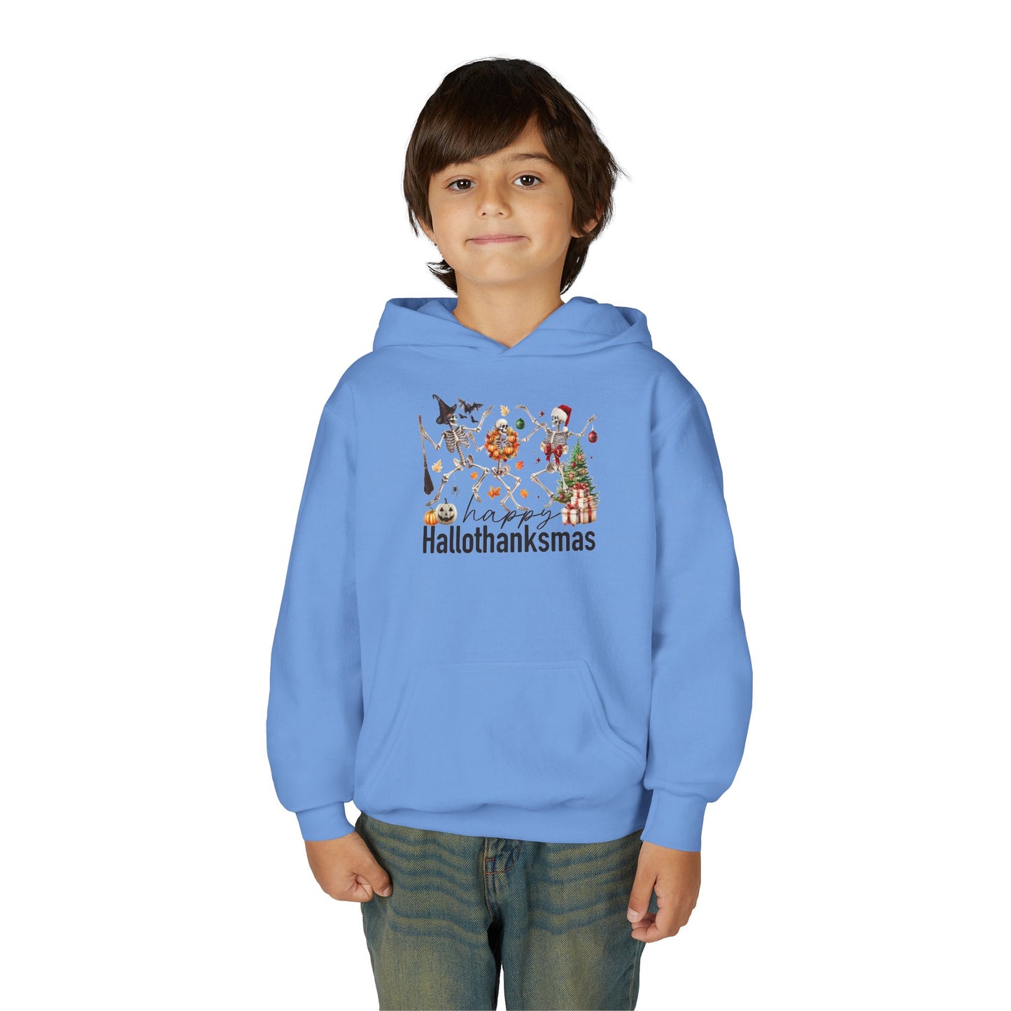 Happy Hallothanksmas Skeleton Youth Hoodie