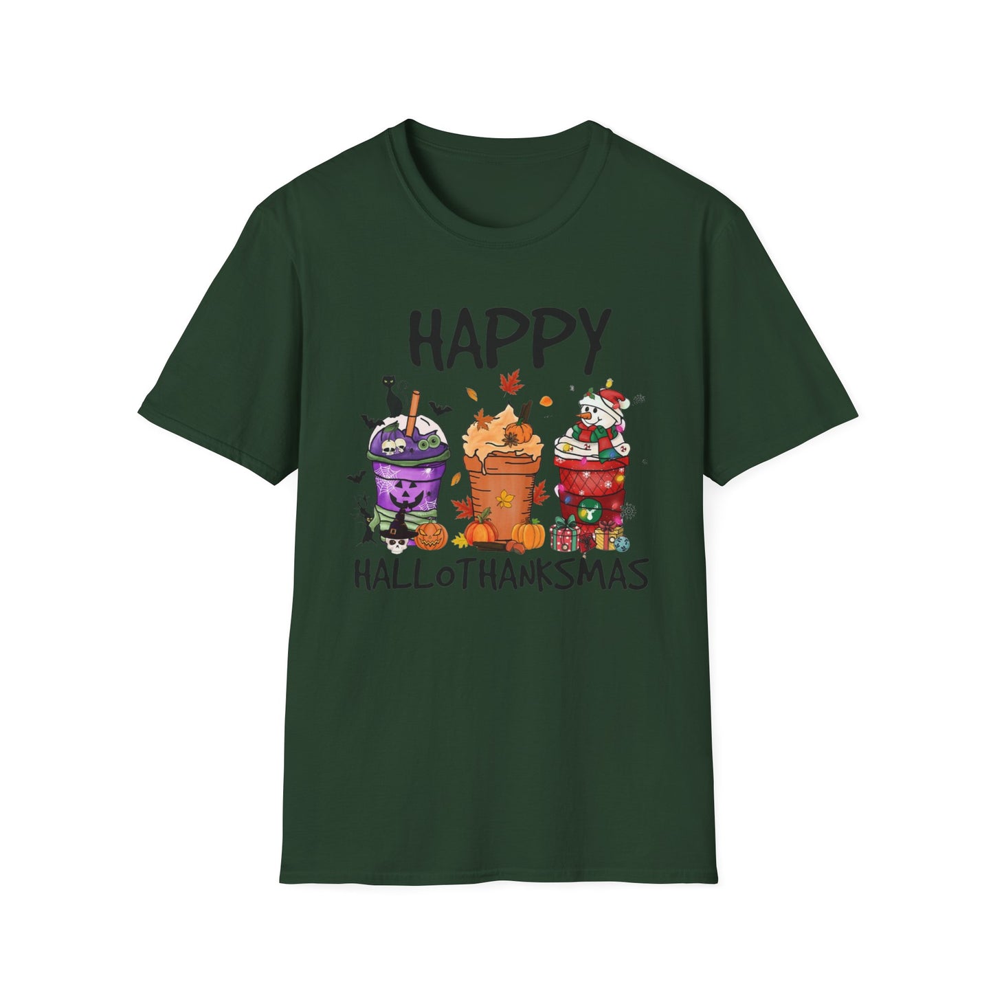 Happy Hallothanksmas Drinks Unisex Softstyle T-Shirt