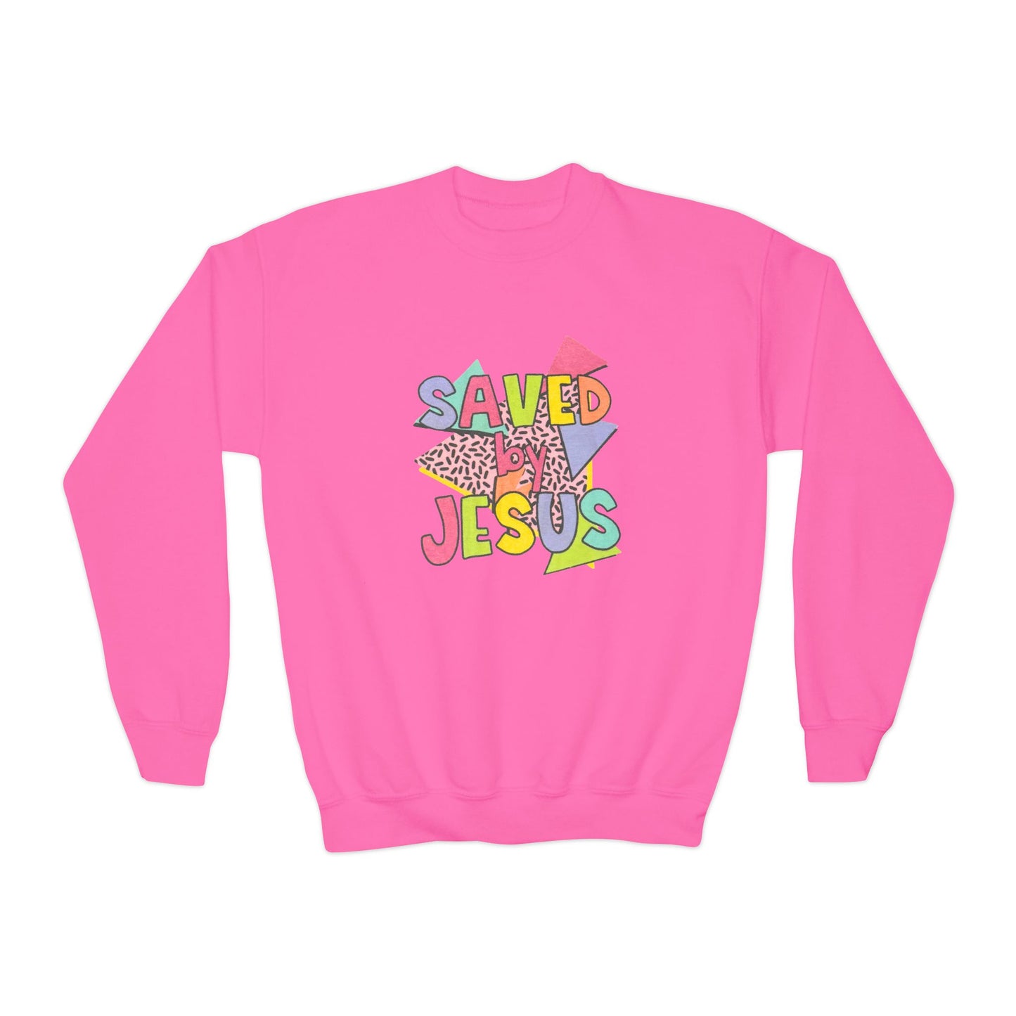 Retro Saved by Jesus Youth Crewneck Sweatshirt