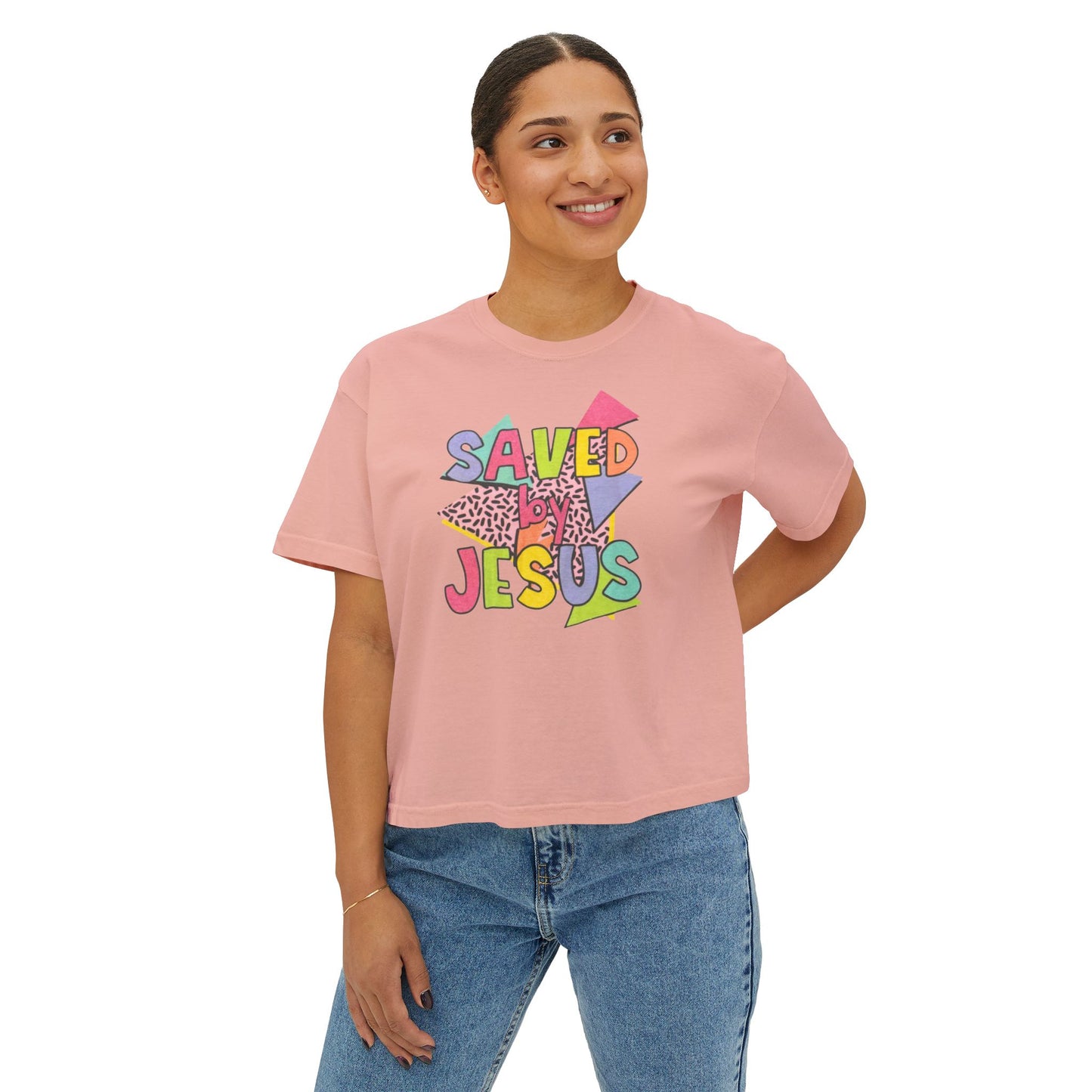 Retro Saved by Jesus Women's Boxy Tee